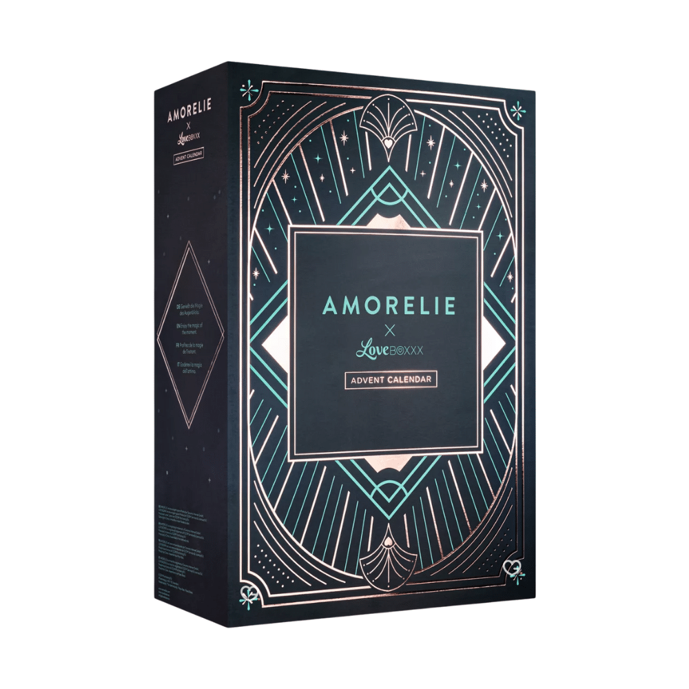 Amorelie Original Adventskalender 2025 in edler Box mit 24 erotischen Toys, Pflege- und Spielideen für Paare.