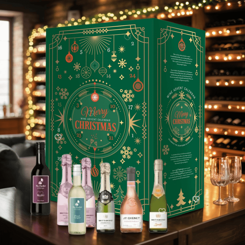 Selektion Wein Adventskalender 2025 Alcool mit Rotweinen Rosé Weissweinen Prosecco und Schaumweinen