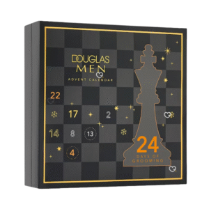 Douglas Manner Adventskalender 2025 mit 24 Pflegeprodukten für Gesicht, Körper, Haar und Bart in eleganter Box für Männer.
