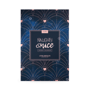 Naughty and Nice Adventskalender 2025 Sexual mit sexspielzeug so wie eine kleine Peitsche, Vibratoren und Augenklappe