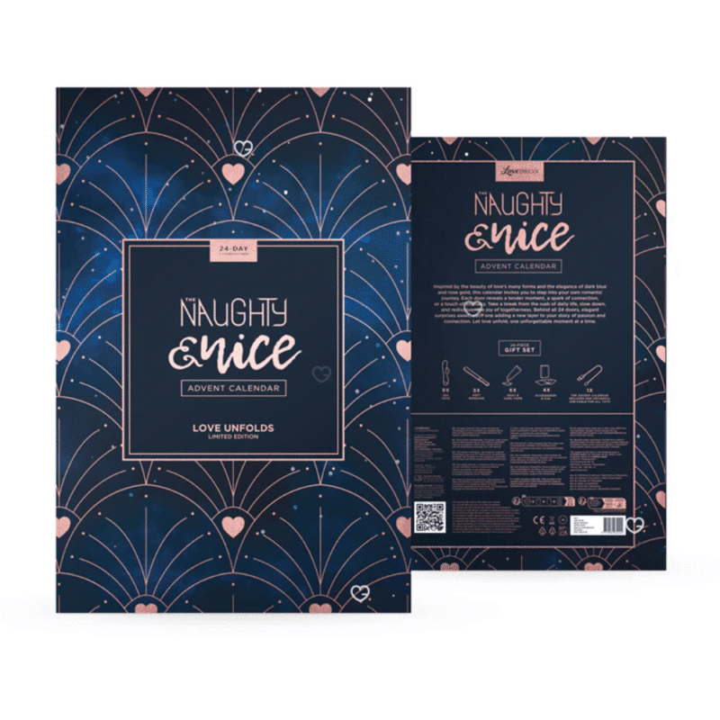 Naughty and Nice Adventskalender 2025 Sexual mit sexspielzeug so wie eine kleine Peitsche, Vibratoren und Augenklappe