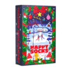 Happy Socks Adventskalender 2025 für Männer mit 24 bunten Baumwollsocken, elastisch, mit verstärkter Ferse und Bündchen.