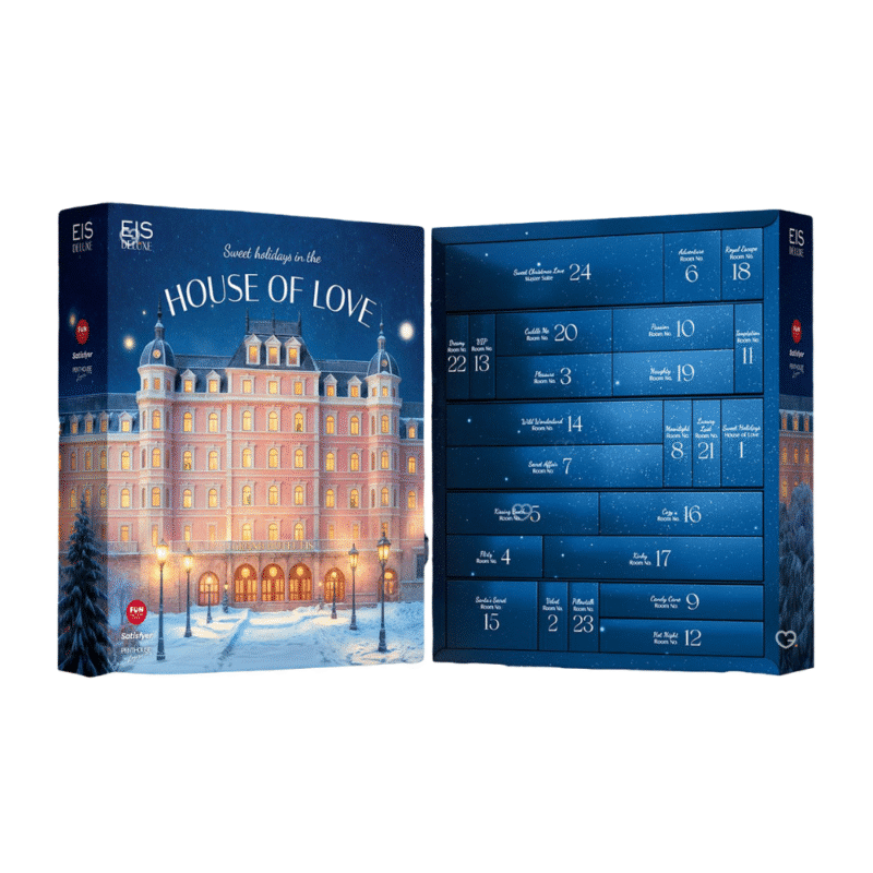 EIS Deluxe Adventskalender 2025 mit 24 erotischen Überraschungen, luxuriöser Box in Schwarz‑Gold für sinnliche Adventstage.