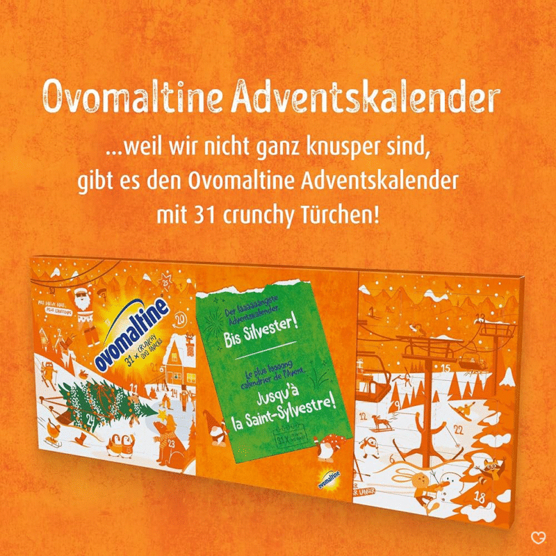 Ovomaltine Adventskalender 2025 Chocolate mit 31 Überraschungen voller knusprig Schokoladiger Leckereien