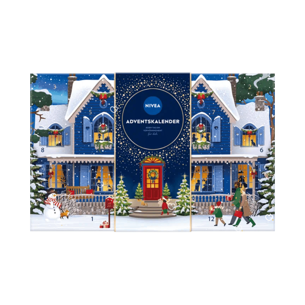 NIVEA Adventskalender 2025 für Frauen mit 24 Beauty-Überraschungen aus Pflegeprodukten und festlichen Accessoires