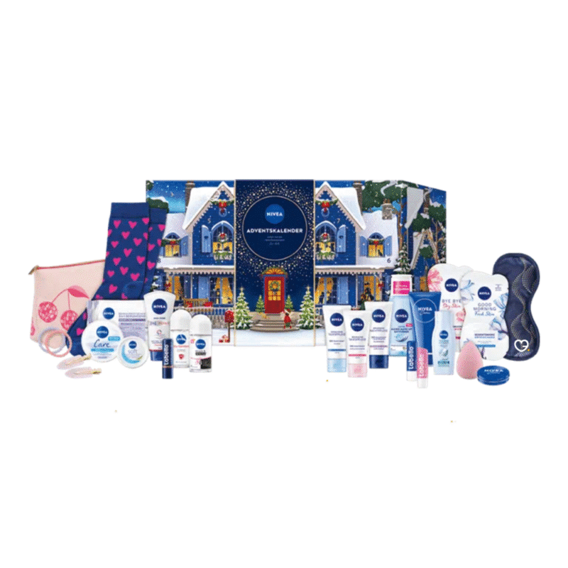 NIVEA Adventskalender 2025 für Frauen mit 24 Beauty-Überraschungen aus Pflegeprodukten und festlichen Accessoires