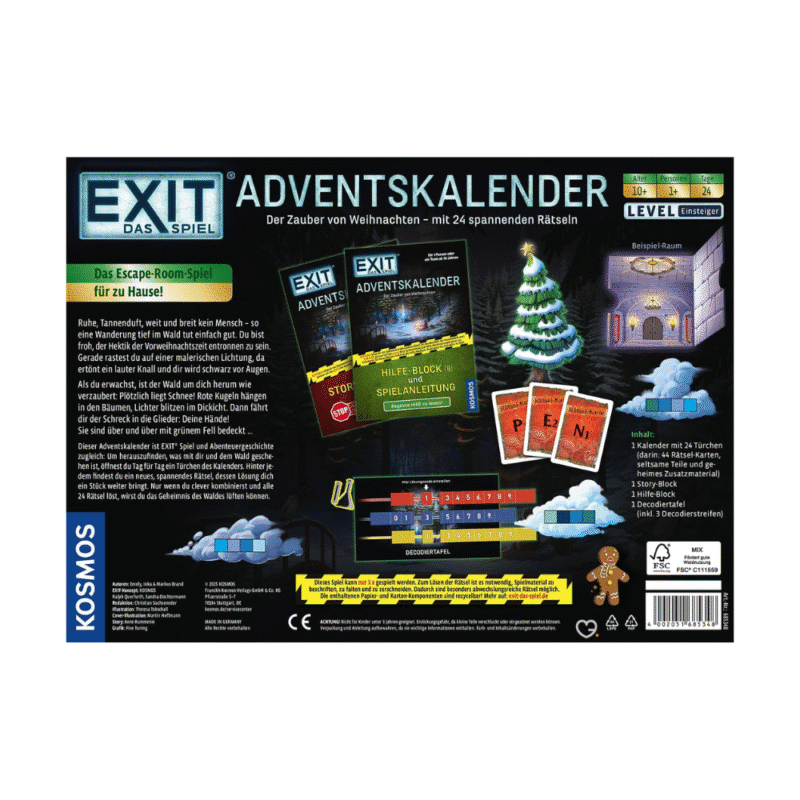 Exit Adventskalender 2025 von Kosmos mit 24 Rätseln, Story und Escape-Game-Elementen für Familien in der Adventszeit.
