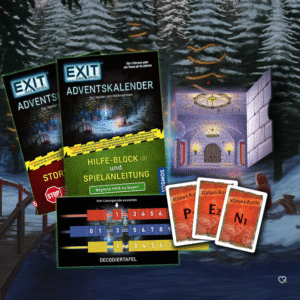 Exit Adventskalender 2025 von Kosmos mit 24 Rätseln, Story und Escape-Game-Elementen für Familien in der Adventszeit.