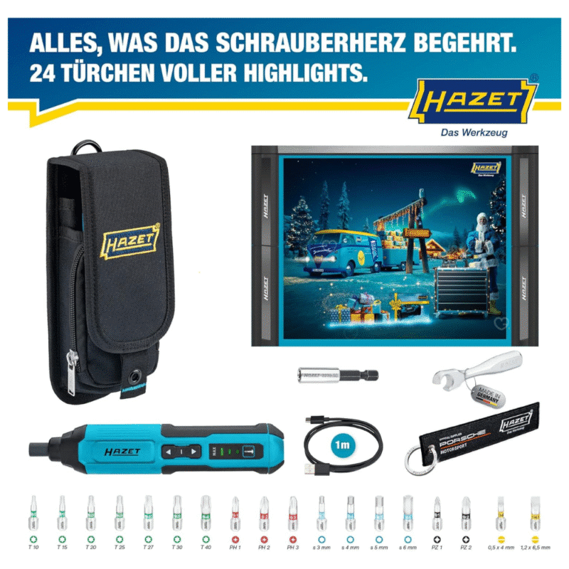 Hazet Adventskalender 2025 Lifestyle mit Werkzeug für zuhause und Unterwegs