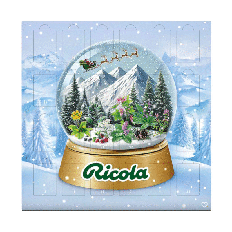 Ricola Adventskalender 2025 Foodie mit exklusiven Sorten der Schweizer Hustenbonbons