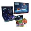Exit Adventskalender Gesamtinhalt: Box, Spielplan, Blöcke, Rätsel-Karten und Decodierstreifen