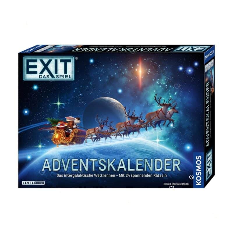 Exit Adventskalender „Das intergalaktische Wettrennen" von Kosmos, geschlossene Box auf weißem Hintergrund