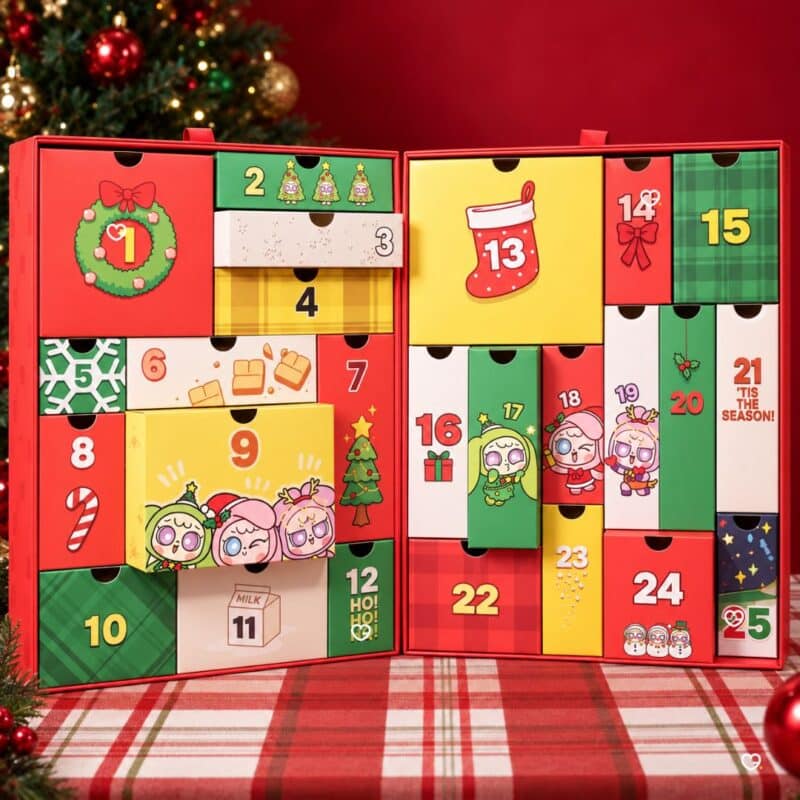 YesStyle Adventskalender 2026, alle 25 Türchen der Schubladenschachtel geöffnet