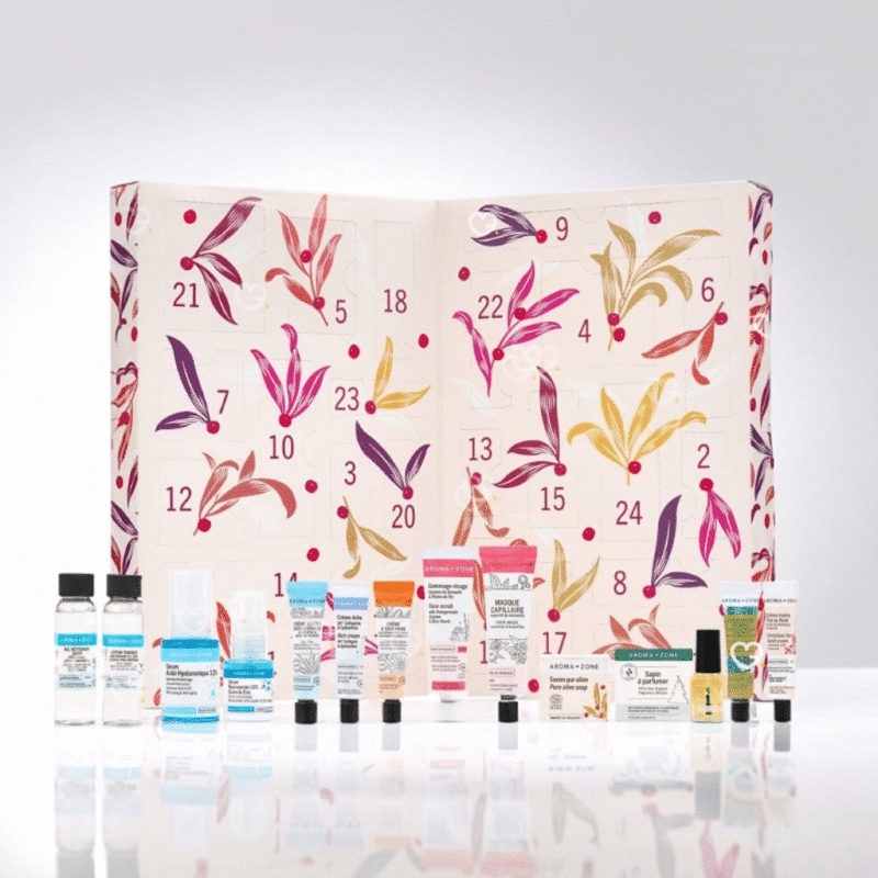 Aroma-Zone Adventskalender 2025 mit 24 natürlichen Beauty-Überraschungen für Gesicht, Haare, Hände und Pro-Âge Pflege.