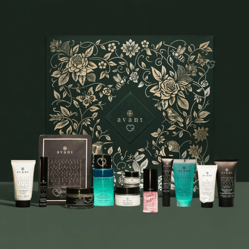 Avant Skincare Adventskalender 2025 in edler Box mit 12 luxuriösen Hautpflege-Highlights aus Seren, Cremes und Masken.