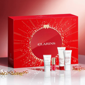 Clarins 12 Tage Adventskalender 2025 in roter Geschenkbox mit 12 luxuriösen Pflege- und Make-up-Minis für die Adventszeit