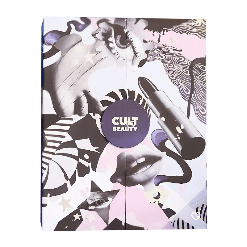 Cult Beauty Adventskalender 2025 in edler Box mit 25 Türchen, 40 Luxus-Beautyprodukten von Marken wie Huda Beauty und Sisley.