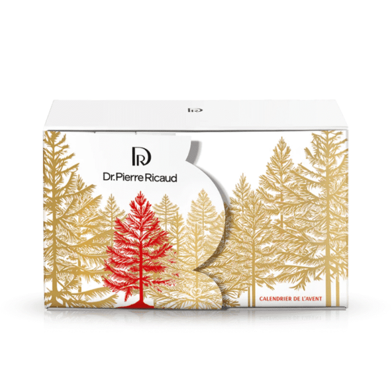 Dr Pierre Ricaud Adventskalender 2025 mit 24 luxuriösen Pflege- und Make-up-Minis in festlicher rot-goldener Box.