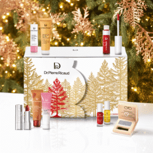 Dr Pierre Ricaud Adventskalender 2025 mit 24 luxuriösen Pflege- und Make-up-Minis in festlicher rot-goldener Box.