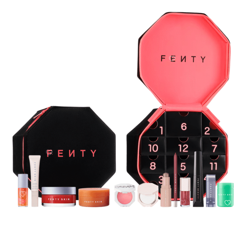 Fenty Beauty Adventskalender 2025 mit 12 limitierten Make-up- und Skincare-Highlights in festlicher Geschenkbox.
