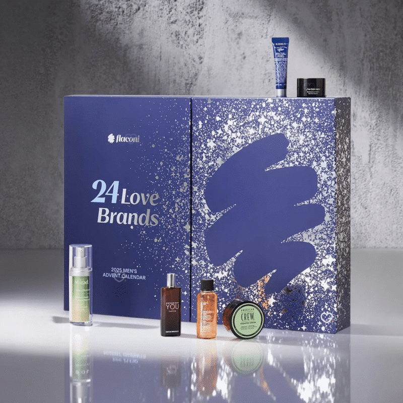 Flaconi Men Adventskalender 2025 mit 24 Pflege- und Duft-Highlights für Herren, limitierte Luxus-Edition in eleganter Box.