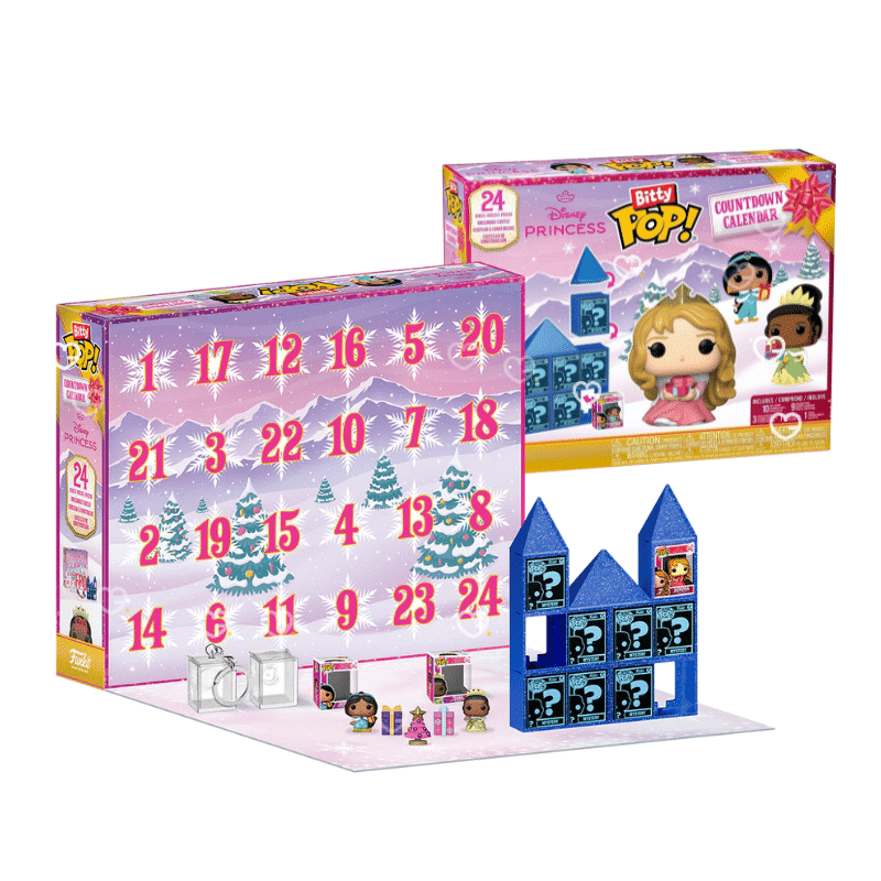 Funko POP Disney Princess Adventskalender 2025 mit 24 exklusiven Mini-Figuren, Ausstellungsstücken und festlichen Accessoires