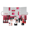 Giorgio Armani Adventskalender 2025 in roter Luxusbox mit 24 Beauty-Highlights wie Parfum, Make-up und Skincare.