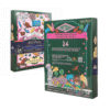 Harry Potter Honeydukes Adventskalender 2025 mit 24 Fanartikeln wie Socken, Schlüsselanhänger und Puzzle in festlicher Box.