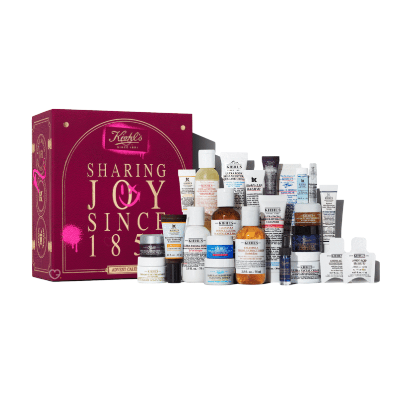 Kiehl’s Adventskalender 2025 mit 24 Hautpflege-Highlights wie Ultra Facial Cream und Seren in festlicher Geschenkbox.