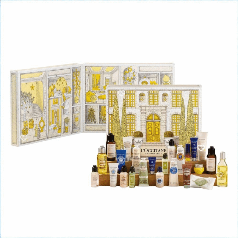 L’Occitane en Provence – klassisch Adventskalender 2025 mit 24 Beauty-Minis aus Haut-, Körper- und Haarpflege in festlicher Box.