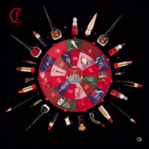 Louboutin Adventskalender 2025 mit 24 Luxus-Beauty-Highlights wie Parfum-Miniaturen, Lippenstiften, Nagellack und Charms.