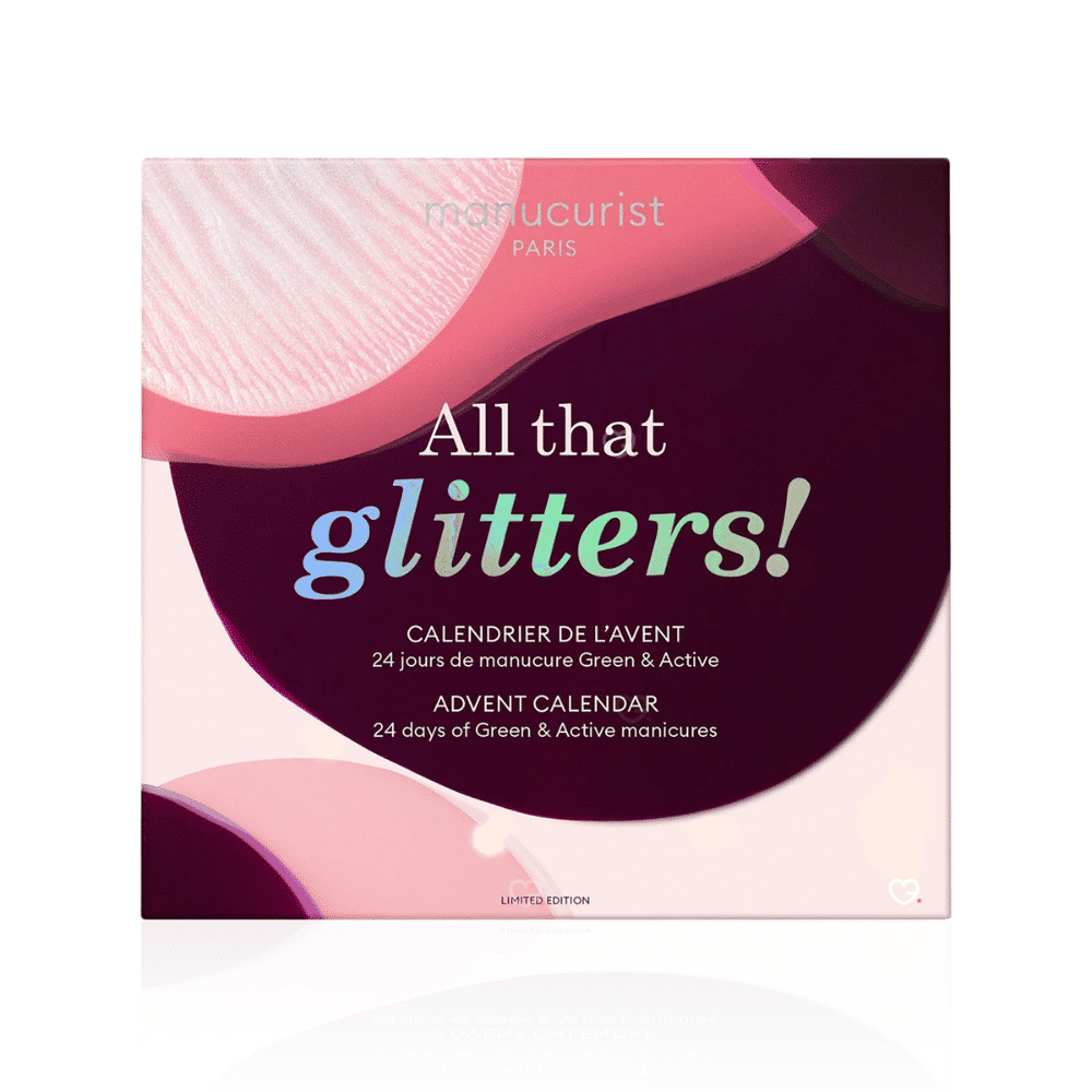 Manucurist Adventskalender 2025 mit 24 veganen Nagellack- und Pflege-Überraschungen in festlicher goldener Box.