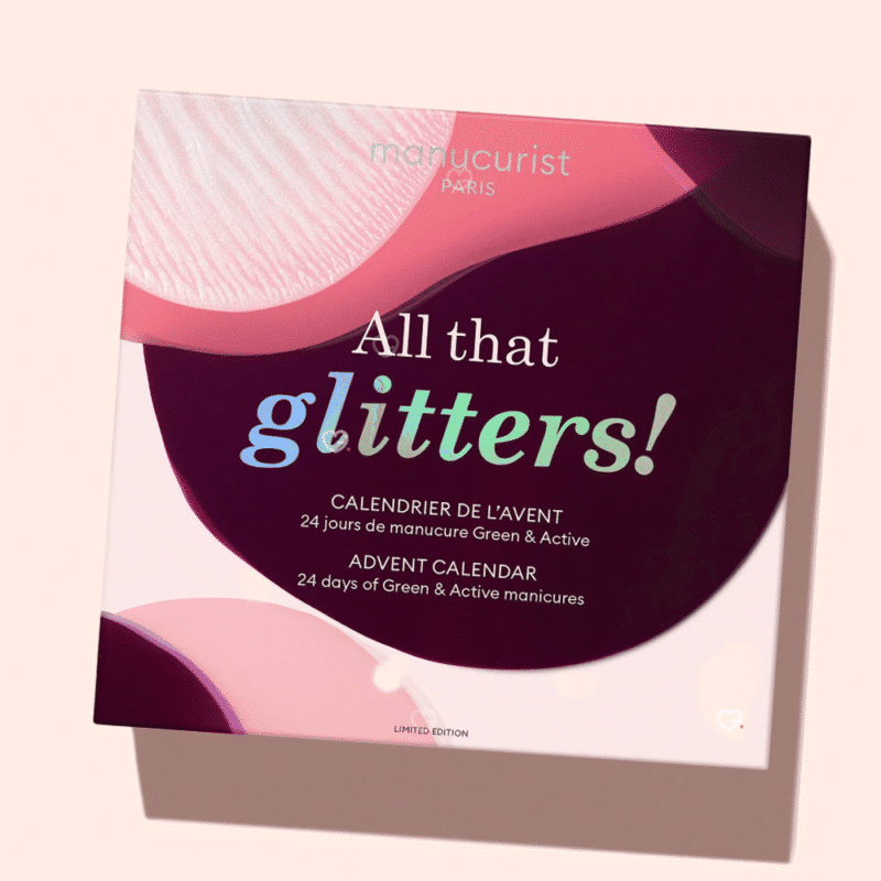 Manucurist Adventskalender 2025 mit 24 veganen Nagellack- und Pflege-Überraschungen in festlicher goldener Box.