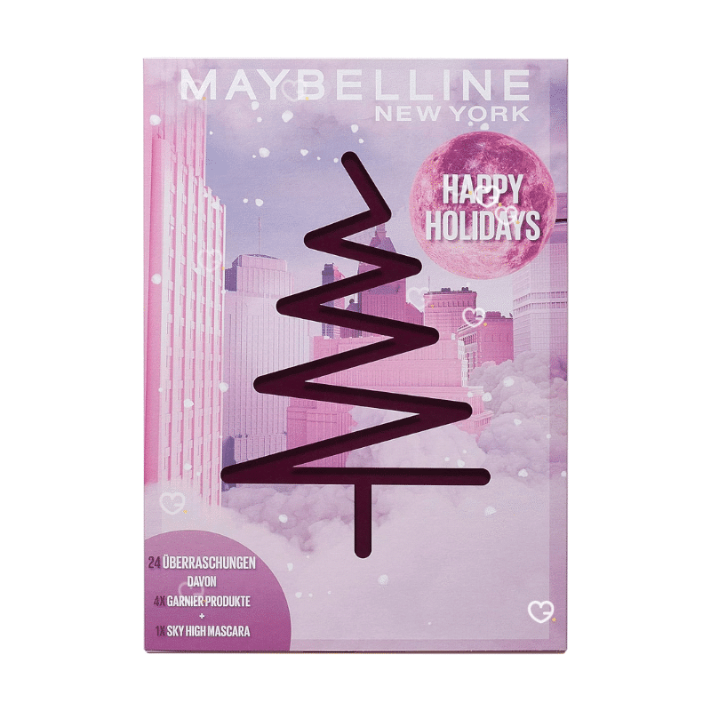 Maybelline Adventskalender 2025 mit 24 Beauty-Überraschungen für Augen, Lippen, Gesicht, Nägel und Skincare in festlicher Box