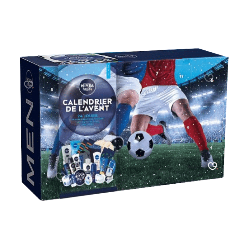 NIVEA Men Adventskalender 2025 mit 24 Pflegeprodukten und praktischen Goodies, festliche Box als Geschenk für Männer.