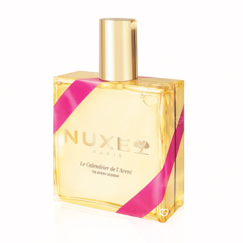 NUXE Adventskalender 2025 mit 24 Beauty-Überraschungen für Gesicht, Körper, Haare und ikonische Pflegeöle in festlicher Box.
