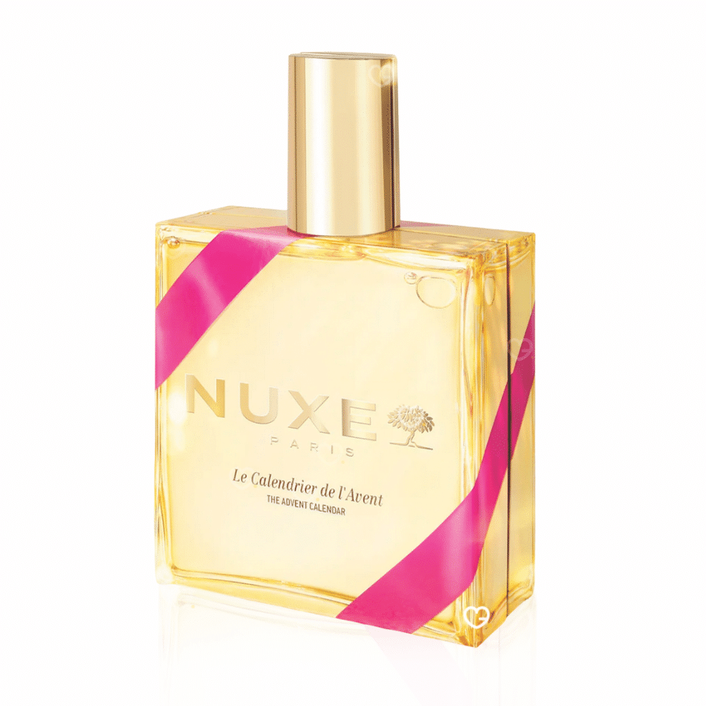 NUXE Adventskalender 2025 mit 24 Beauty-Überraschungen für Gesicht, Körper, Haare und ikonische Pflegeöle in festlicher Box.