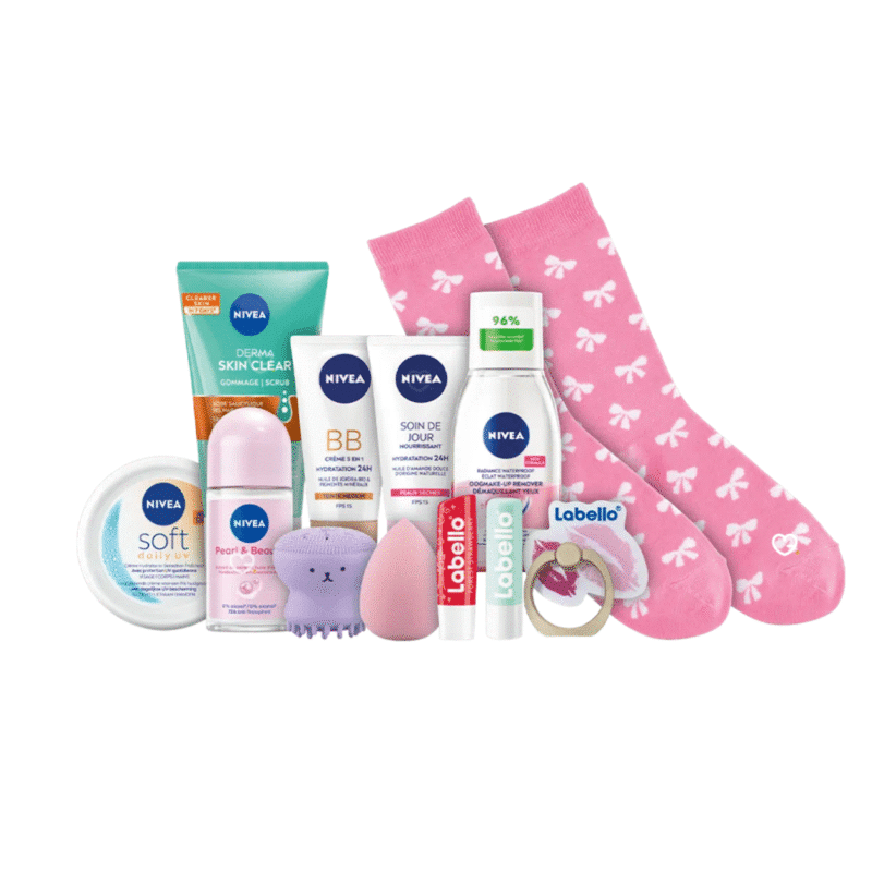 Nivea Jugend Adventskalender 2025 mit 12 Beauty-Überraschungen aus Pflegeprodukten und Accessoires in festlicher Box