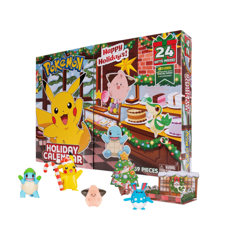 Pokemon Happy Holidays Adventskalender 2025 mit 15 Figuren, 1 Weihnachtsfigur und 8 festlichen Accessoires in limitierter Edition