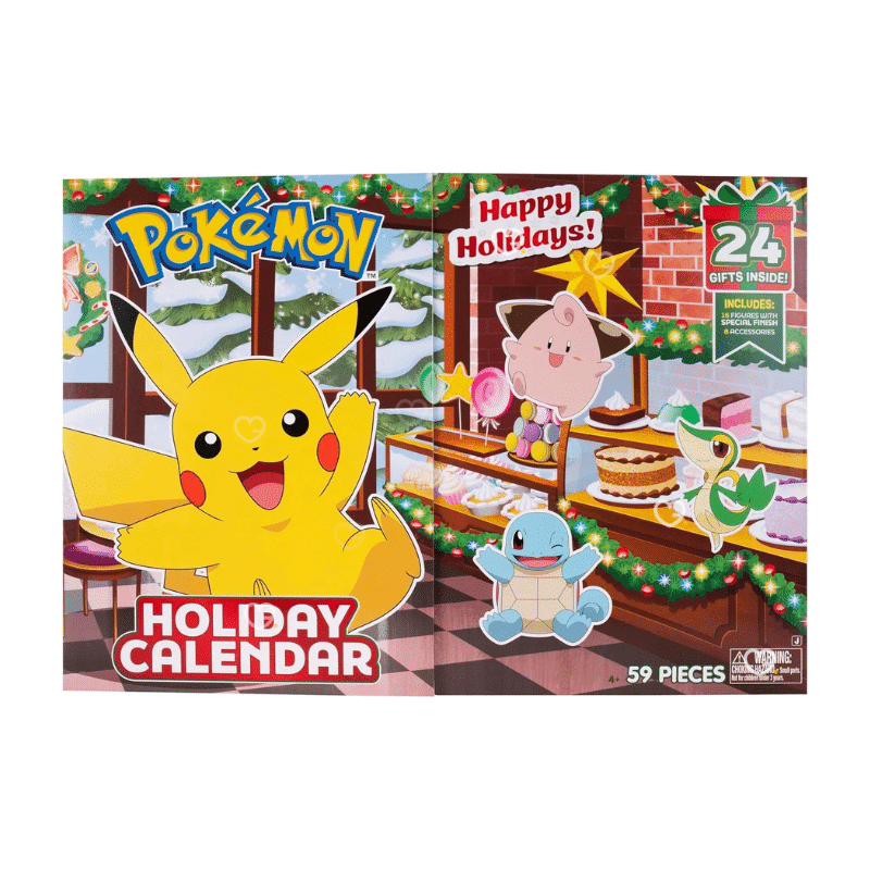 Pokemon Happy Holidays Adventskalender 2025 mit 15 Figuren, 1 Weihnachtsfigur und 8 festlichen Accessoires in limitierter Edition