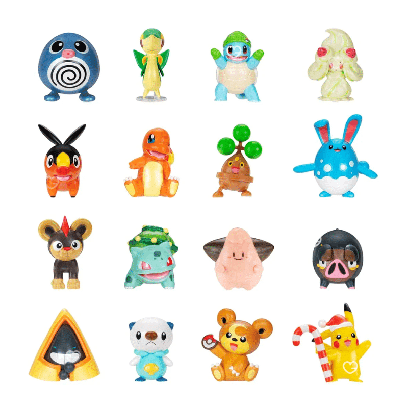 Pokemon Happy Holidays Adventskalender 2025 mit 15 Figuren, 1 Weihnachtsfigur und 8 festlichen Accessoires in limitierter Edition