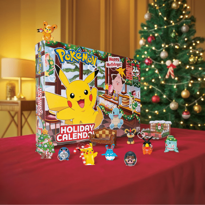 Pokemon Happy Holidays Adventskalender 2025 mit 15 Figuren, 1 Weihnachtsfigur und 8 festlichen Accessoires in limitierter Edition