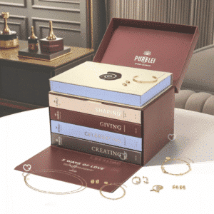 Purelei Adventskalender 2025 mit 25 wasserfesten Schmuckstücken aus Gold, Roségold und Silber in festlicher Geschenkbox.