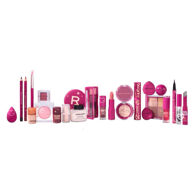 Revolution Adventskalender 2025 mit 24 Beauty-Highlights für Lippen, Augen, Gesicht und Zubehör in festlicher Geschenkbox