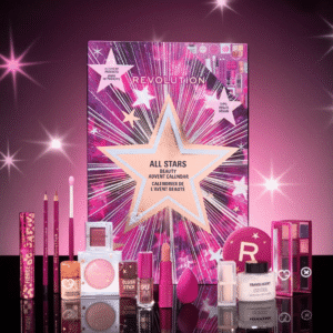Revolution Adventskalender 2025 mit 24 Beauty-Highlights für Lippen, Augen, Gesicht und Zubehör in festlicher Geschenkbox