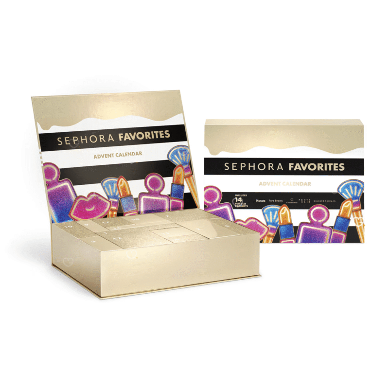 Sephora Favorites Adventskalender 2025 mit 24 Beauty-Highlights aus Make-up, Hautpflege, Haarpflege und exklusiven Accessoires.