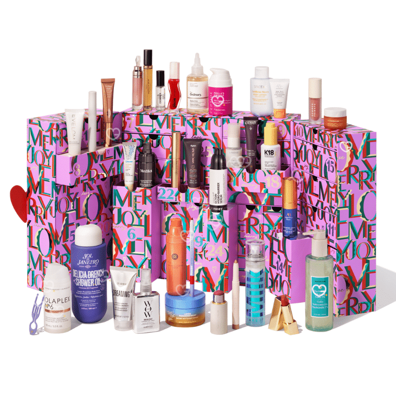 Space NK Adventskalender 2025 in edler Box mit 35 Luxus-Beautyprodukten, darunter 26 Full-Size von Marken wie Tatcha und Olaplex.