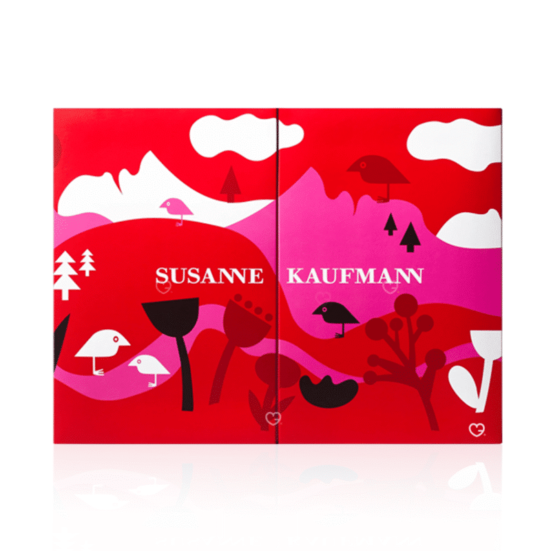 Susanne Kaufmann Adventskalender 2025 in eleganter Box mit 25 luxuriösen Naturkosmetik-Pflegeprodukten für Gesicht, Körper und Bad