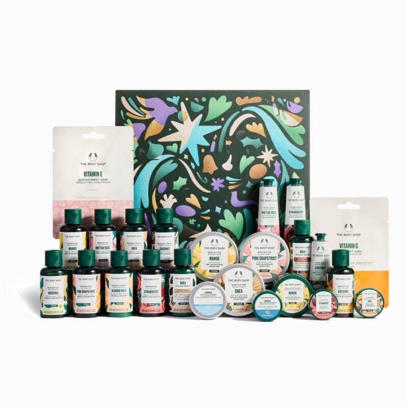 The Body Shop Classik Adventskalender 2025 mit 24 Pflege-Highlights wie Duschgel, Body Butter, Handcreme und Gesichtsmasken