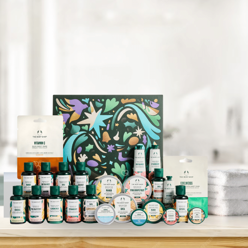 The Body Shop Classik Adventskalender 2025 mit 24 Pflege-Highlights wie Duschgel, Body Butter, Handcreme und Gesichtsmasken